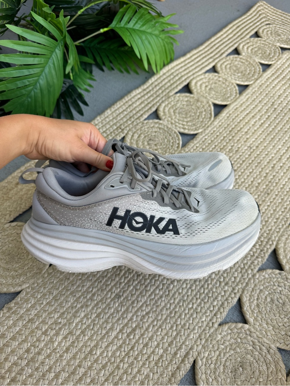 Hoka Bondi 8 X-Wide Running Shoes Gray Men's Size 9.5 / EU 43.3